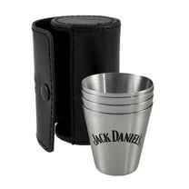 Jack Daniel's Shot Glasses Travel Set of 4 in Leather Case