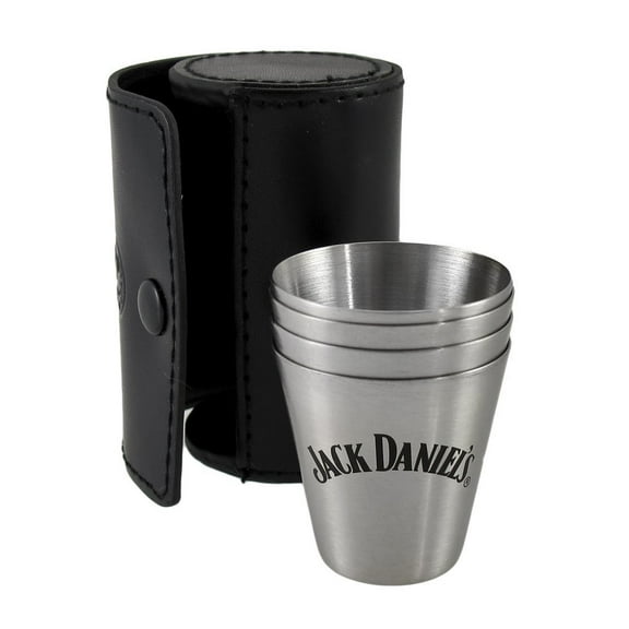 Jack Daniel's Shot Glasses Travel Set of 4 in Leather Case