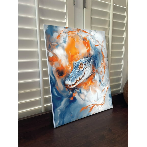 Psychedelic Florida Swamp Gator canvas wall art. 16x20.