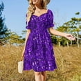 thumbnail image 4 of Vestido de manga corta con estampado de lentejuelas moradas Ropa femenina Vestido de verano mujer Vestidos elegantes Vestido, 4 of 7