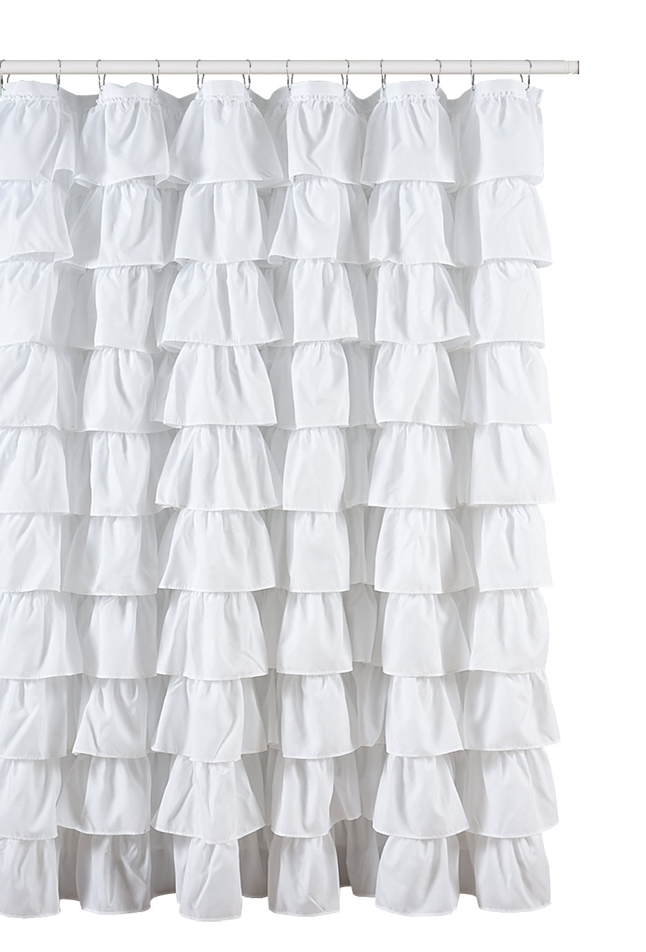 Ruffled white Fabric Shower Curtain