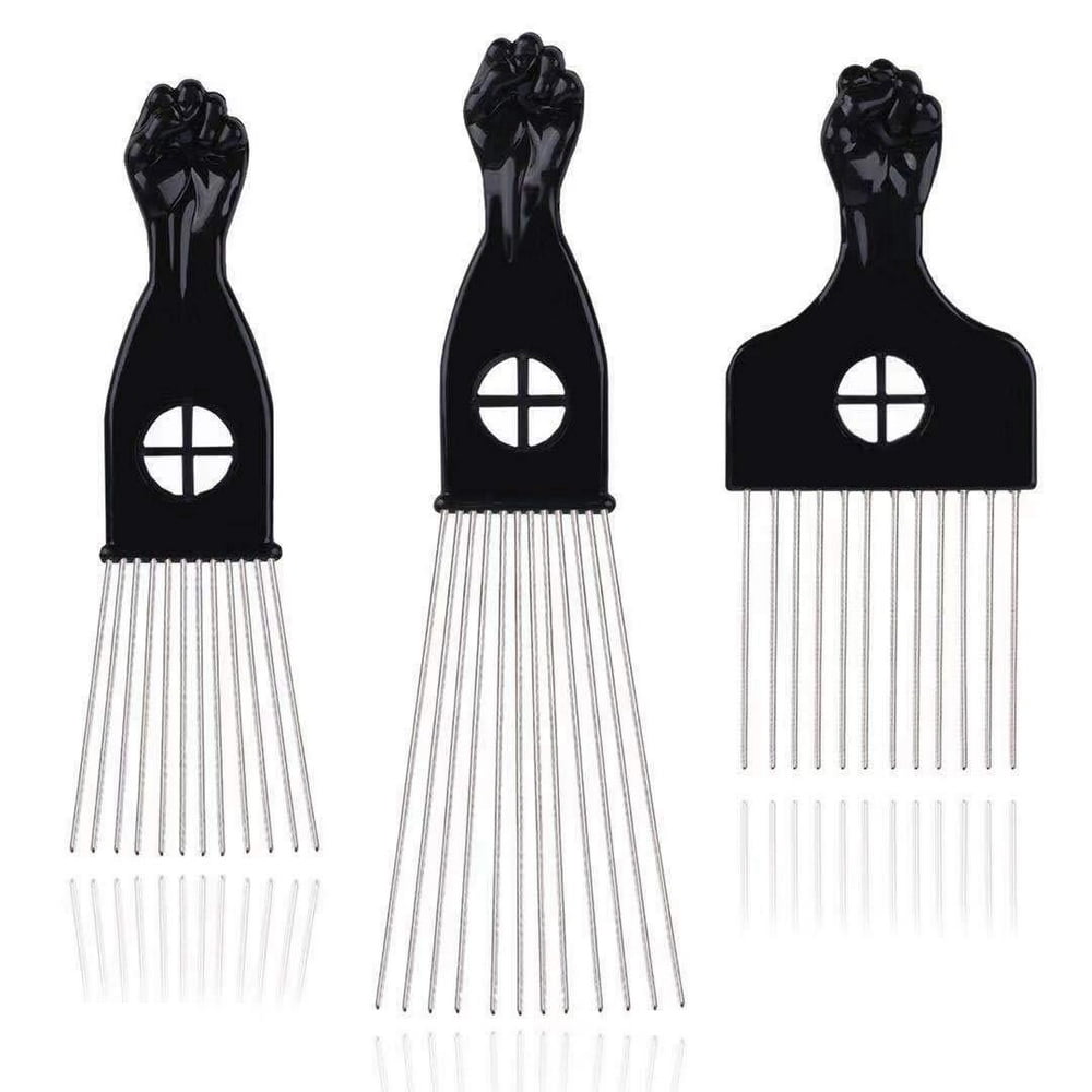 LEADUWAY 3 Pcs Hair Pick, Metal Picks for Afro Hair, Hair Picks for