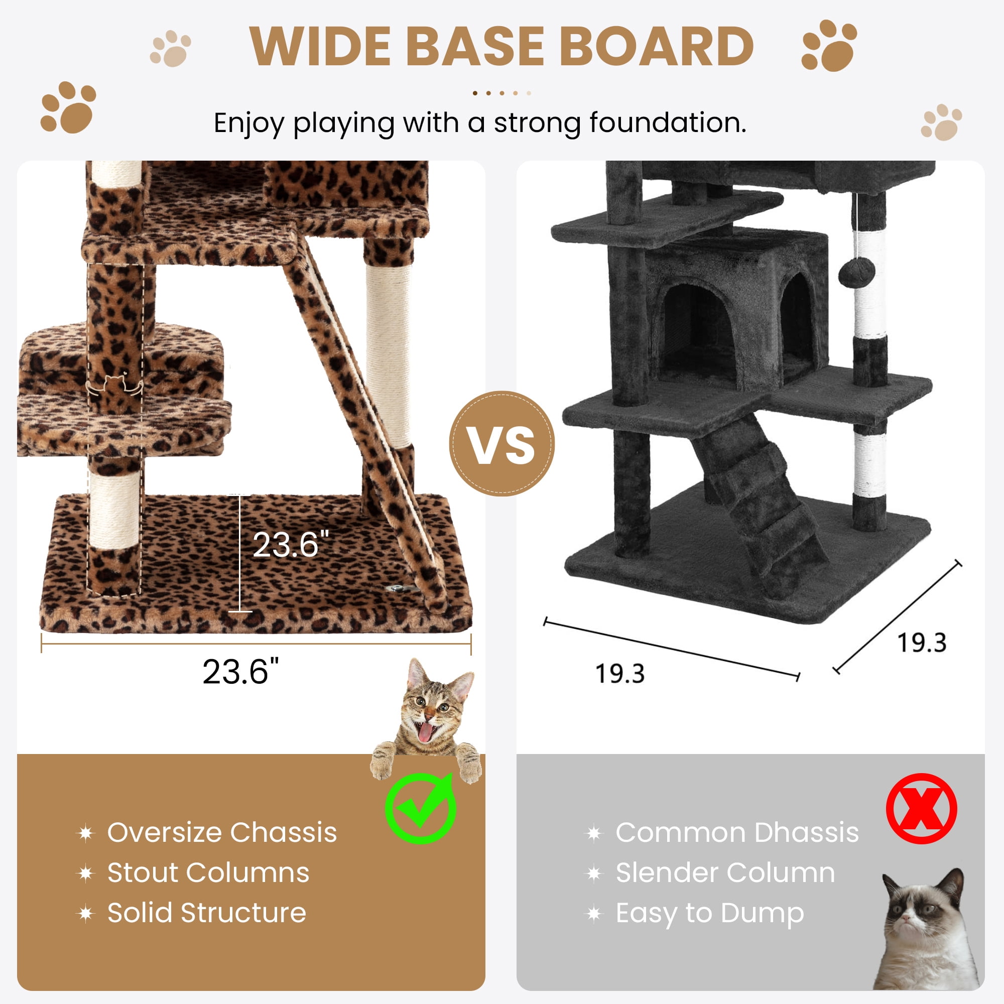 Merrland 65.7" Large Cat Tree Tower Condo for Cats with 2 Scratching Ramps, Hammock & Scratching Posts, Leopard Print