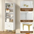 thumbnail image 6 of JOZ 5-Shelf Bookcase with Doors, Adjustable feet, Floor Standing Storage Cabinet for Home Office, White, 6 of 10
