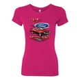 thumbnail image 2 of Wild Bobby, 1977 Ford Motors 77 Mustang Silhouette, Cars and Trucks, Women Slim Fit Junior Tee, Raspberry, Small, 2 of 4