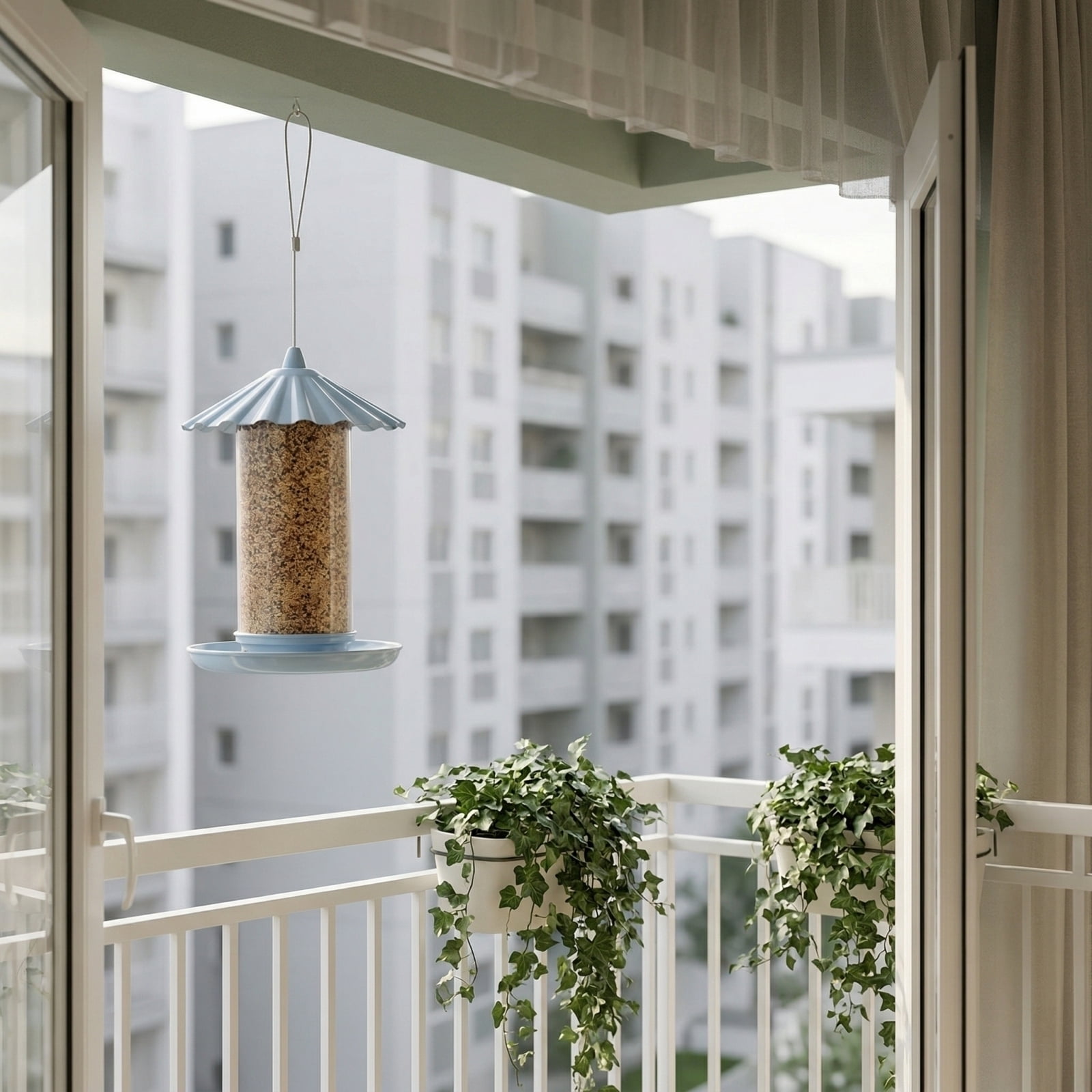 Outdoor Hanging Automatic Bird Feeder with Cover, Squirrel Proof Wild Bird Feeder, Large Capacity Metal Mesh Birdfeeder for Yard Garden (1*Bird Feeder)
