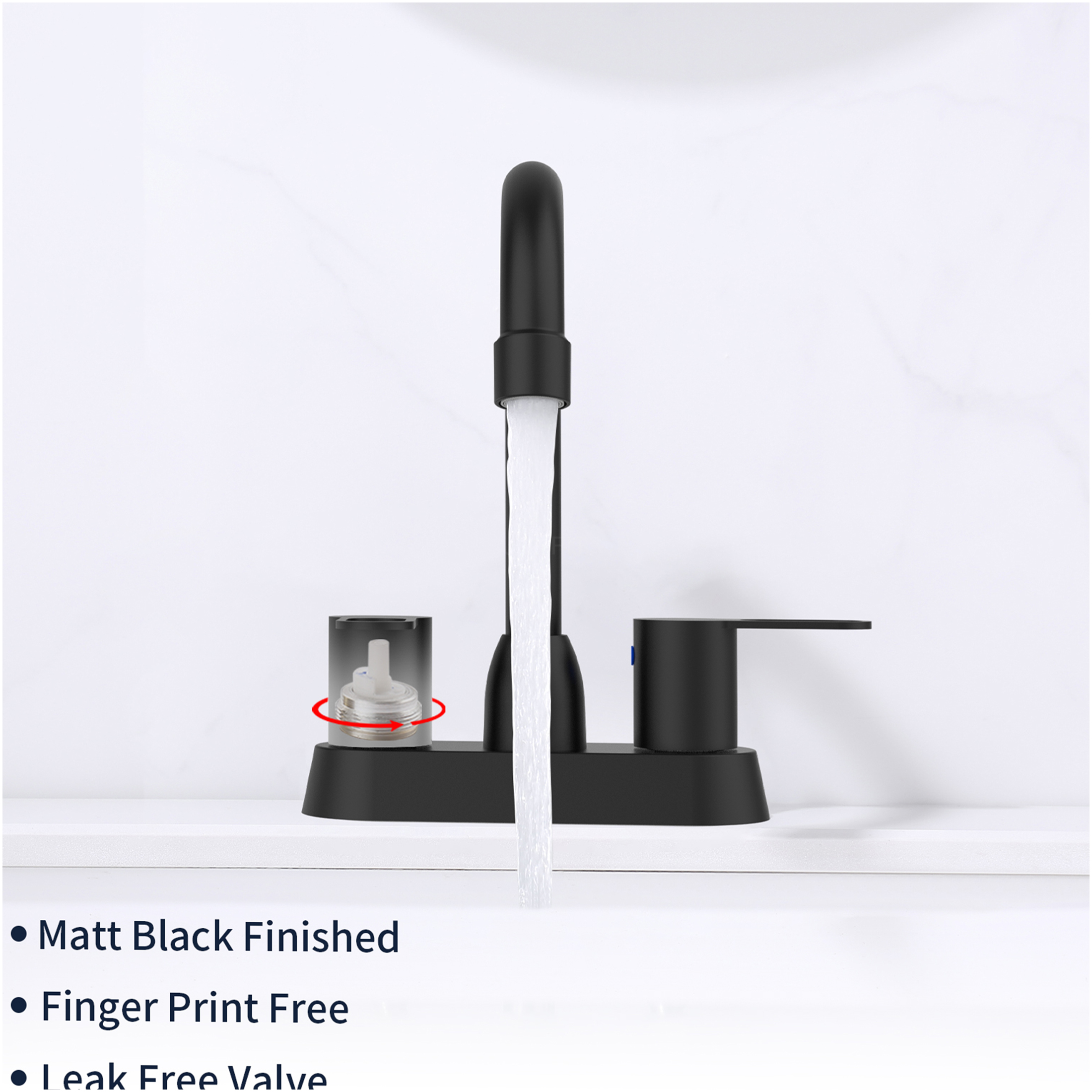 JERFIT Modern Matte Black Bathroom Sink Faucet, 2-Handle Centerset Vanity Faucet for 3-Hole Mount, Solid Brass Construction