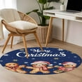thumbnail image 4 of Round Rug 4Ft Washable Non-Slip, Gingerbread Navy Blue Circle Area Rugs for Living Room Bedroom, Christmas Winter Snowflake Indoor Floor Mats Carpet Runner for Home Decor Aesthetic, 4 of 8