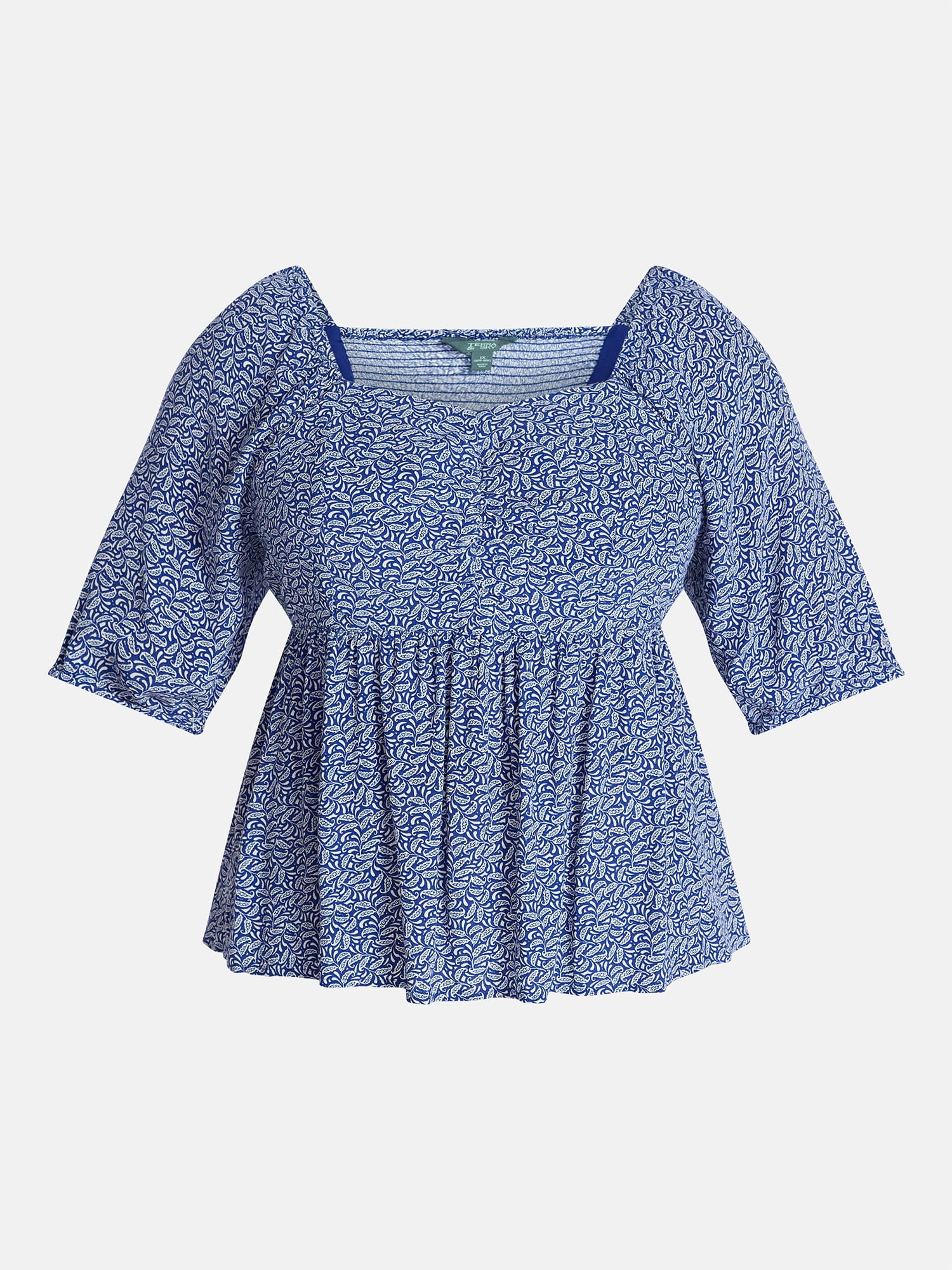 Terra & Sky Women's Plus Peplum Sweetheart Top, Sizes 0X-5X