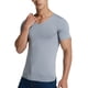 thumbnail image 3 of Camiseta de manga corta de secado rápido de verano para hombre Top informal de color sólido con cuello en V (gris 3XL), 3 of 8