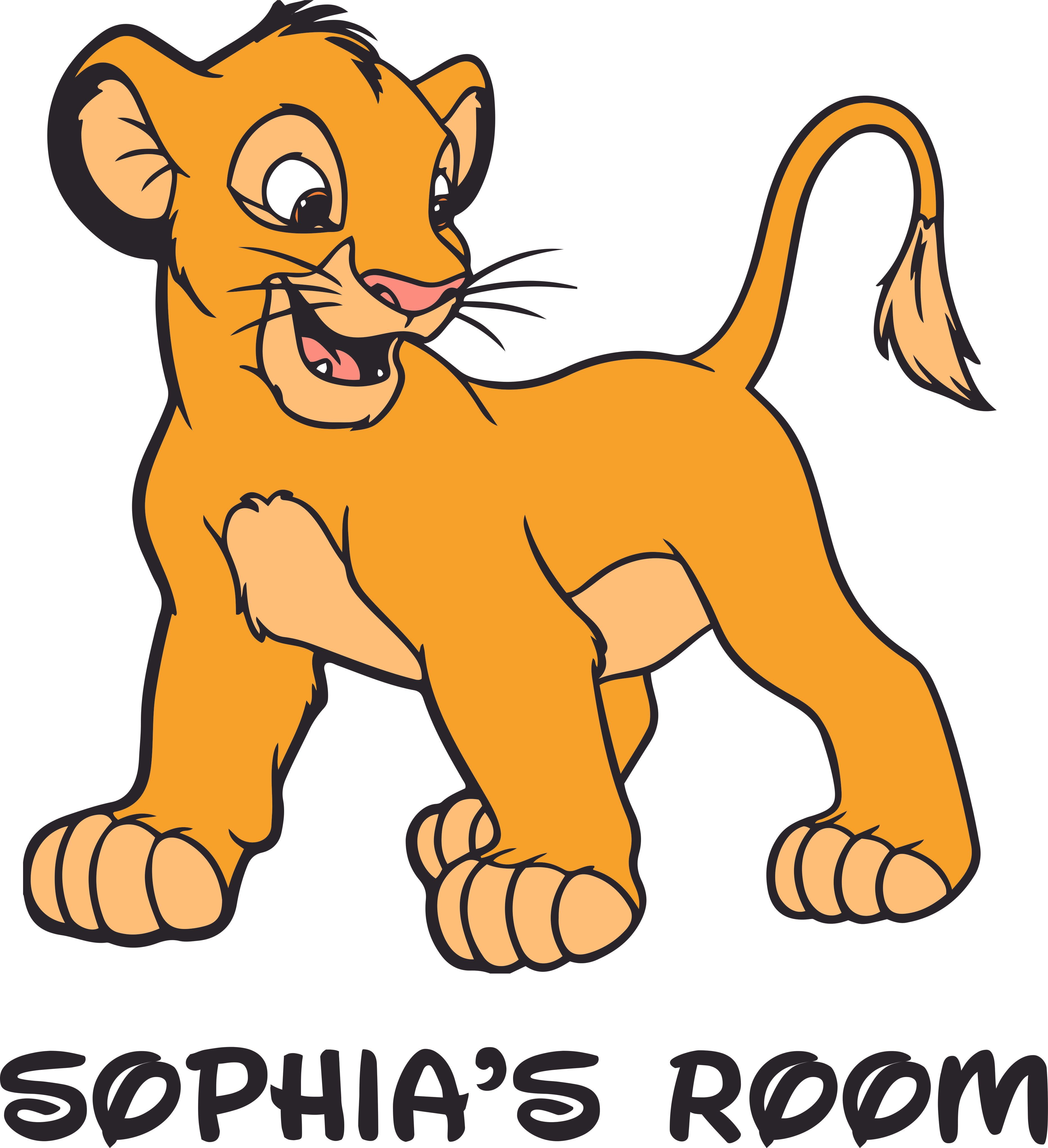 Cute Simba Baby Lion King Cartoon Customized Wall Decal - Custom Vinyl Wall  Art - Personalized Name - Baby Girls Boys Kids Bedroom Wall Decal Room  Decor Wall Stickers Decoration Size (20x12