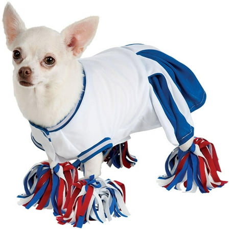 Rubies Dog Cheerleader Costume Blue Cheer Leader Pet Outfit Pom Pom