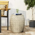 thumbnail image 3 of Llinc Store Barrel Structure Distressed Side Table, Wicker Pattern Minimalist Outdoor End Table for Patio or Backyard, 3 of 9