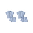 thumbnail image 2 of BemeyourBBs Toddler Baby Boy Summer Clothes 0 6 12 18 24 Months 2 3 4 Years Newborn Baby Boys Summer 2 Piece Outfits Short Sleeve Pocket Button Down Shirt and Shorts Set, 2 of 9