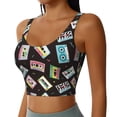 thumbnail image 2 of Pofeuu Colorful Retro Tape Print Sports Bra for Women Sexy Vest Yoga Running Gym Fitness Crop Bras Tops-X-Large, 2 of 8