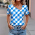 thumbnail image 2 of Birdeem Chemise à Manches Courtes pour Femmes avec Imprimé à Carreaux T-Shirt Décontracté, 2 of 12