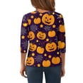 thumbnail image 3 of Abcomgle Halloween Shirts for Kids Girls Spooky Pumpkin Face Graphic T-Shirts for Girls Crewneck 3/4 Sleeve Tshirts for Kids Fall Funny Cute Top for Girls,5-6 Years, 3 of 5