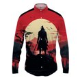 thumbnail image 3 of Camisa de solapa con estampado 3D de samurái japonés para hombre y mujer, camisas casuales de moda de manga larga, blusas con botones, ropa unisex de gran tamaño, 3 of 5