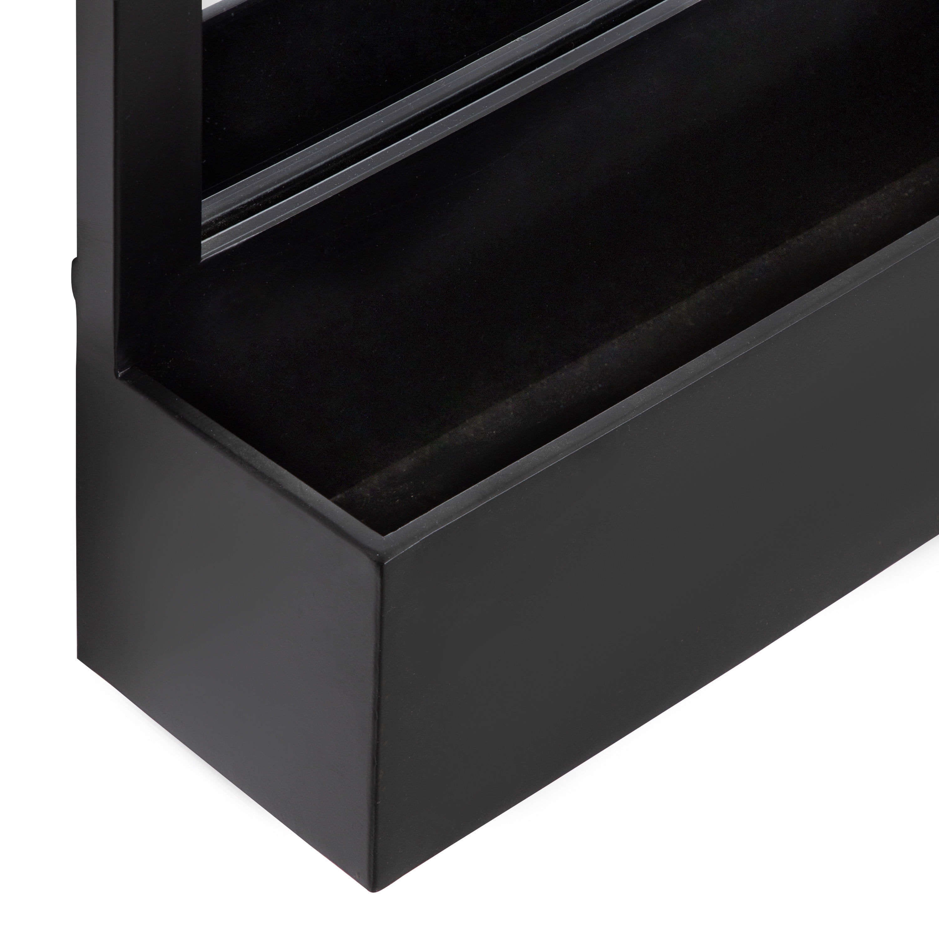 Kate and Laurel Gammons Pub Wall Mirror with Shelf, 36 x 26, Black, Decorative Hanging Wall Mirror Home Decor with Additional Storage for Jewelry and Household Necessities