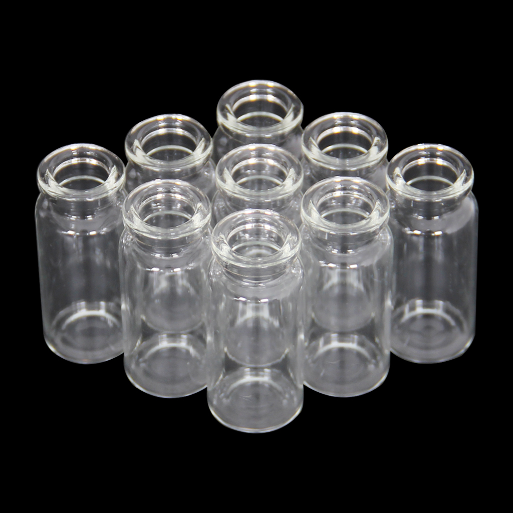 10ml Clear Glass Vials-2-1/2 Dram Clear Glass Headspace Vials with Plastic-Aluminum Flip Caps and Rubber Stoppers, 100 Pack, 20mm Flat Bottom Lab Vial - image 4 of 5
