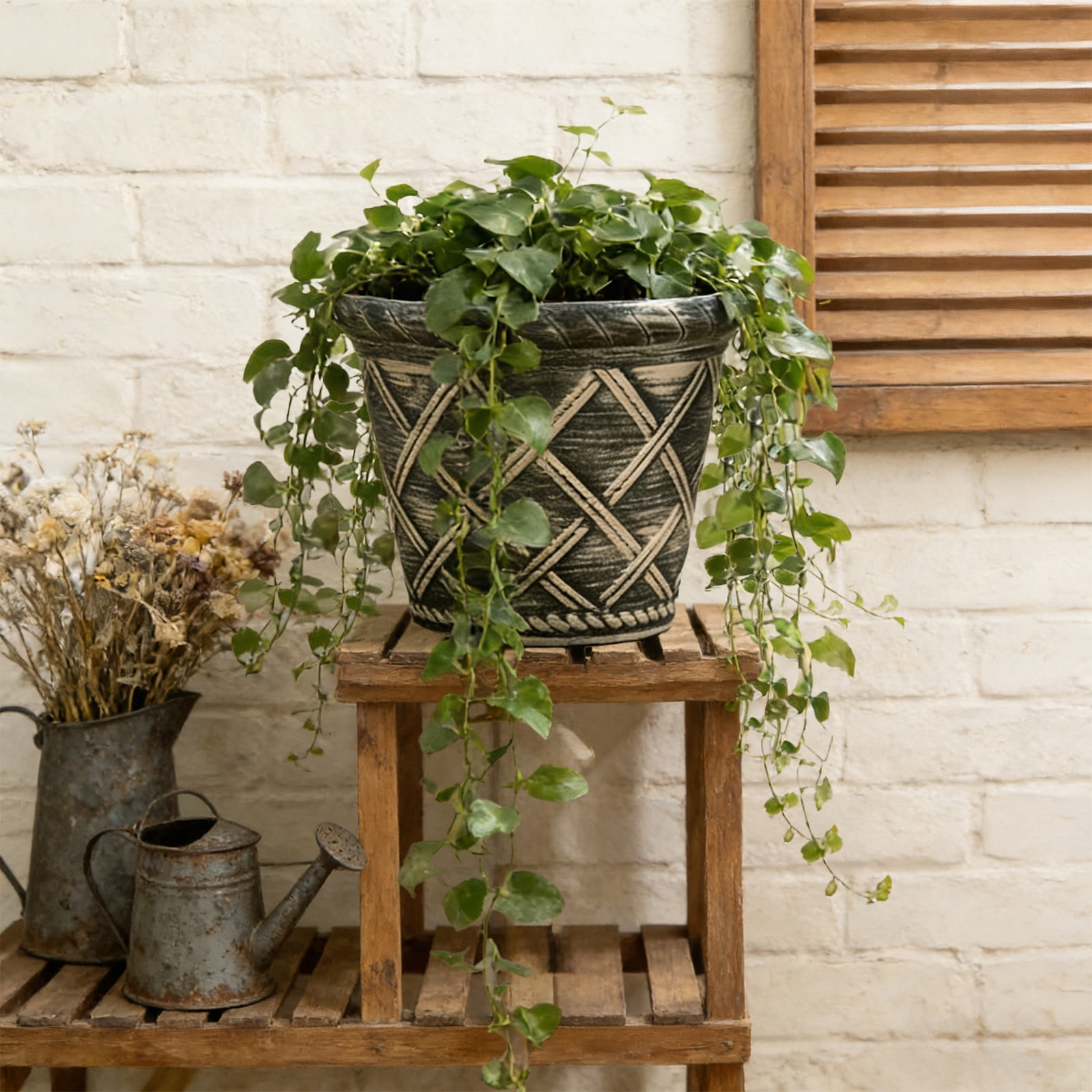 9" Flower Pot for Indoor Gardening and Vibrant Display for DIY Flower Arrangements Flocking Simulation Planter for Home Decor