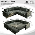 thumbnail image 2 of 88.2'' Pull out Couch, Convertible Sleeper Sofa Bed, Upholstered Sectional Sofa, Chenille L-Shaped Couch with Nailhead Trim, Modern Sectional Couches for Living Room, Apartment, Dark Grey, 2 of 9