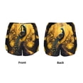 thumbnail image 5 of Lsque Elegant Gold Leaf Peacock Printed Women's Running Shorts with Liner Pockets,Elastic Quick Dry Workout Athletic Gym Yoga Shorts,Womens High Waist Shorts-XX-Large, 5 of 9