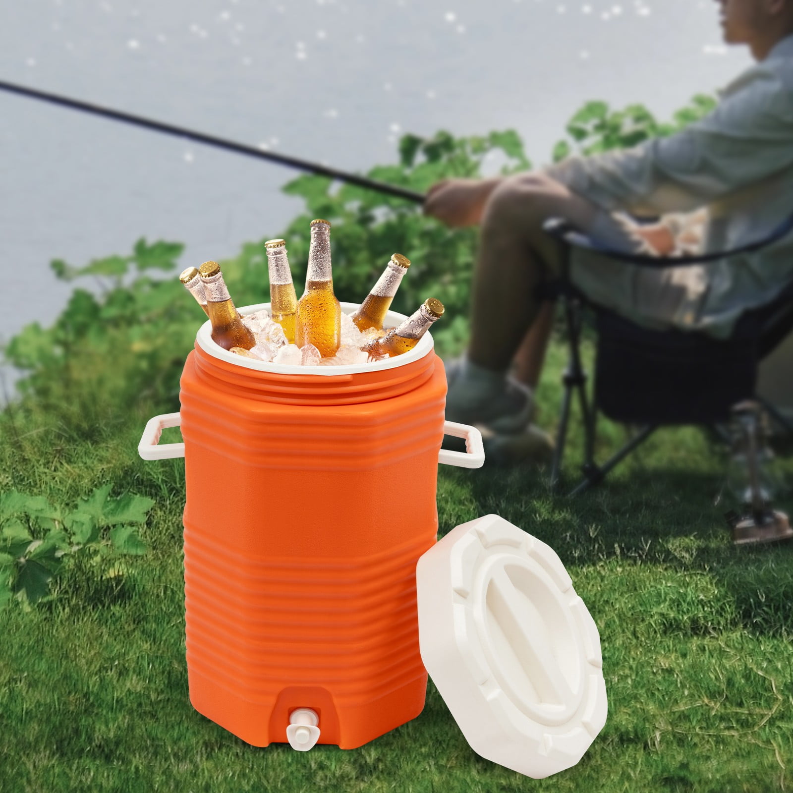 16L/4gal Freestanding Insulated Beverage Cooler Space-saving Portable Sports Cooler for Weddings Parties Offices Meetings Rooms