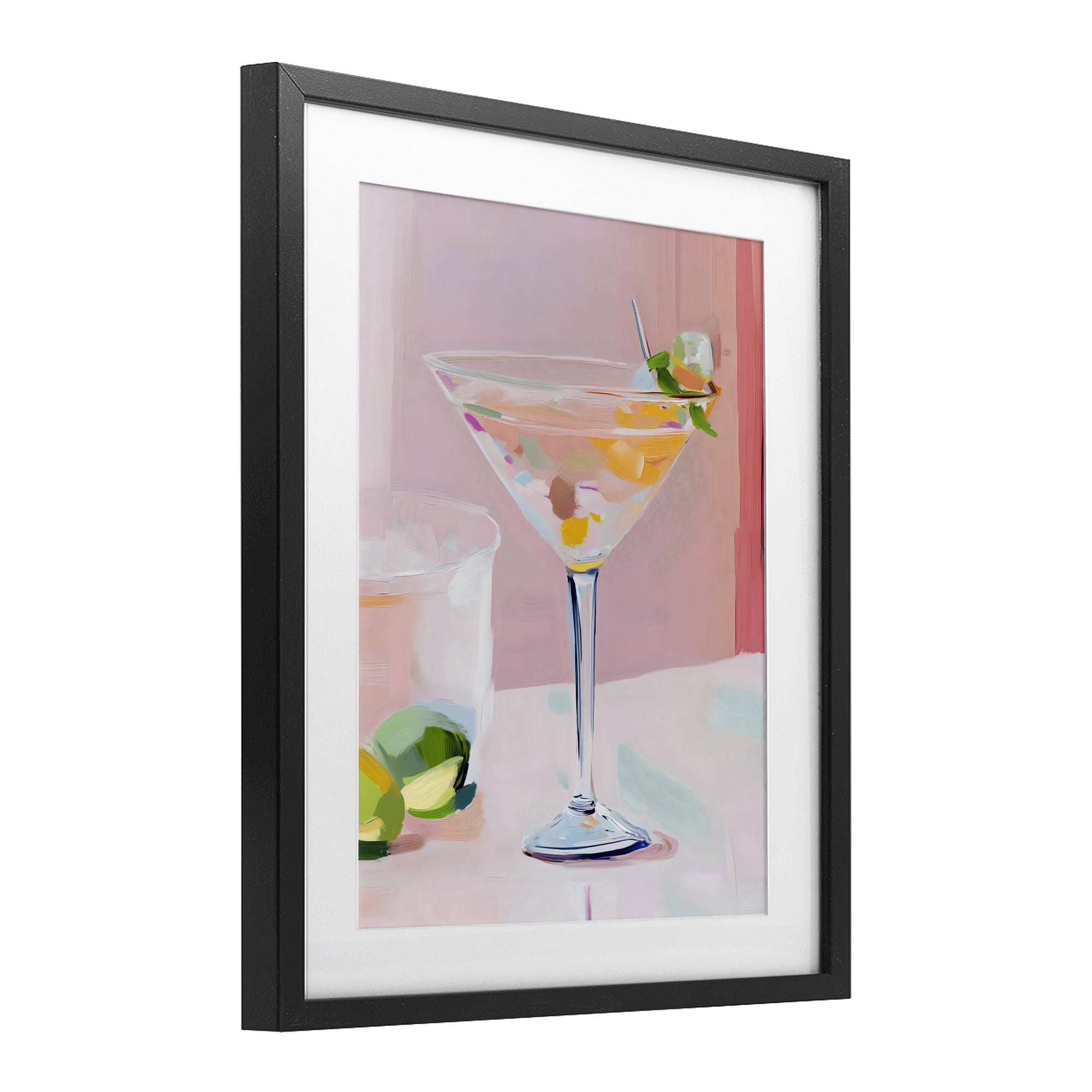 Stupell Industries Pink Martini Bar with Lime Black Framed Print Under Glass, design by The Prints Vibe