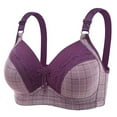 thumbnail image 4 of Xijirk Women Wireless Grid Bra Lace Pendant Adjustable Strap Breathable Bra for Daily Underwear,Purple,46, 4 of 4