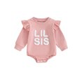 thumbnail image 2 of Elippeo Baby Girl Long Sleeve Rompers 3M 6M 12M 18M Infant Round Neck Fuzzy Letter Flying Sleeve Bodysuit Newborn Winter Jumpsuits, 2 of 10