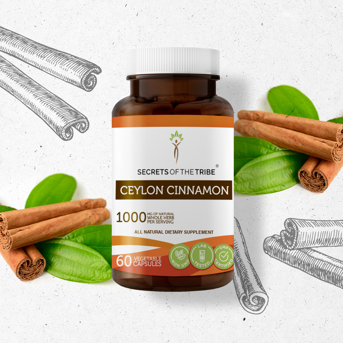 Secrets of the Tribe Ceylon Cinnamon 60 Capsules, 500 mg, Organic