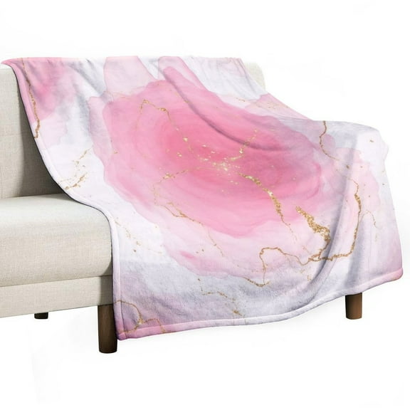 Pink Marble Rose Gold Vein Throws Blankets for Sofa Bed Winter Plush Warm Blanket Holiday Gifts