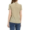 thumbnail image 4 of INSPIRE CHIC Women's Ruffle Polkd Dots Round Neck Casual Short Sleeve Blouse Tops M Dark Beige, 4 of 8