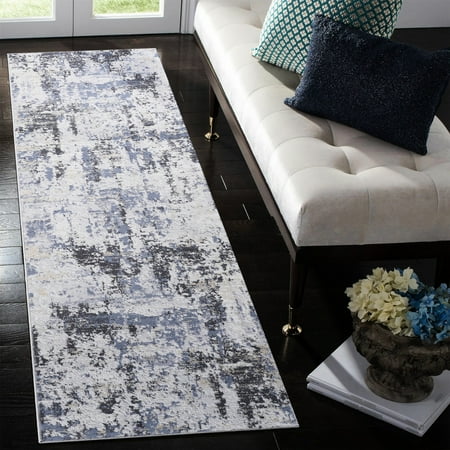 2X8 Grey Polyester Non-Shedding Rug - Enhances Home Office, Nursery, Dorm