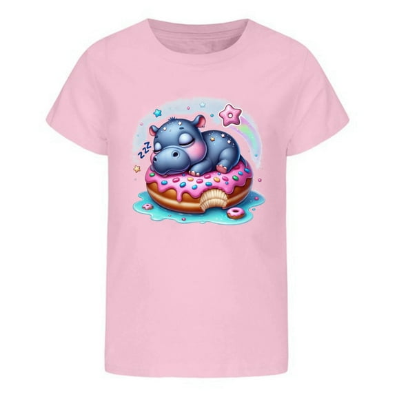 Tisuna Dinosaur Print Summer Tees For Child Girls Boys Short Sleeve Crew Neck Casual Tops Cute Lightweight Kids Pullover Clothes Pink Size 12-13 Years