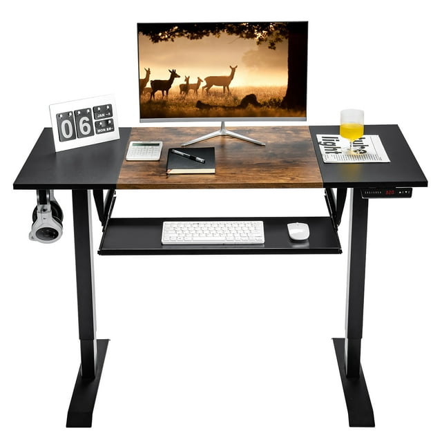 Costway 48" Electric Sit to Stand Desk Adjustable Workstation w/ Keyboard Tray