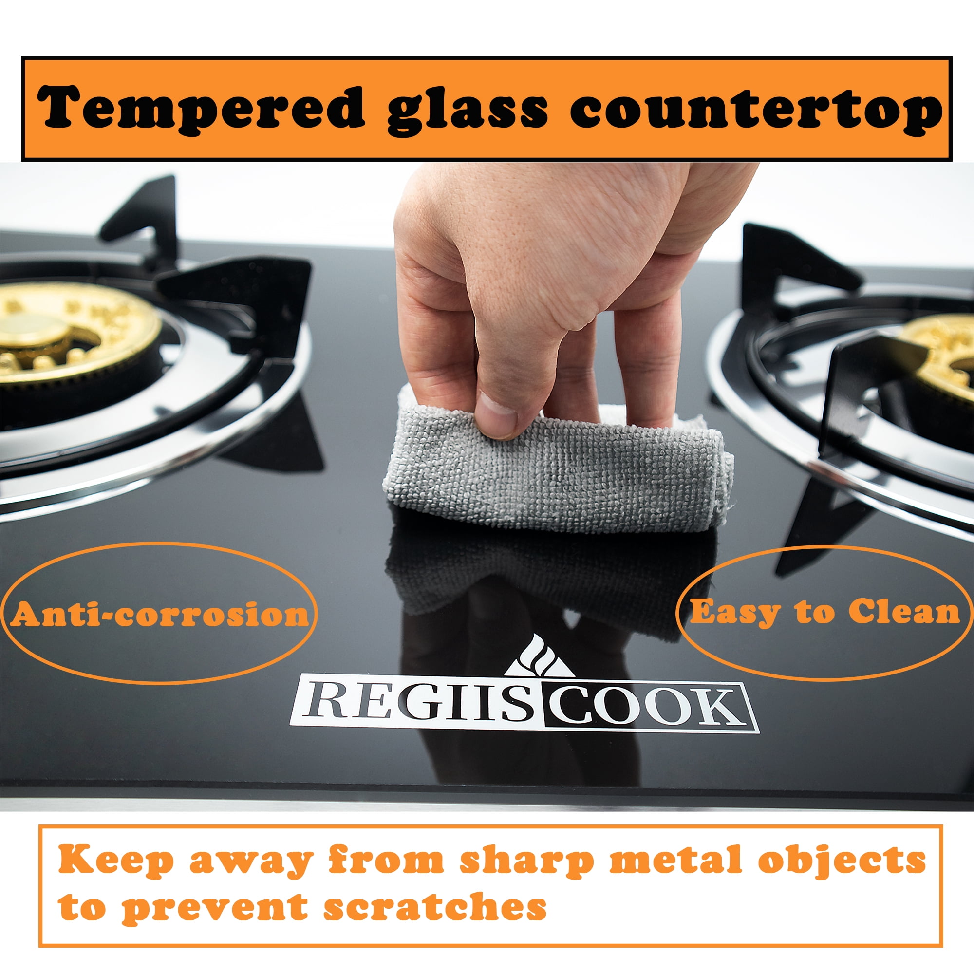 RegiisCook 1 Burner Propane Gas Cooktop,Camping Portable LPG Gas Stove Glass