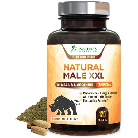 Nature's Nutrition Natural Male XXL Pills, 1820 mg, 120 (Best Natural Blood Pressure Pills)