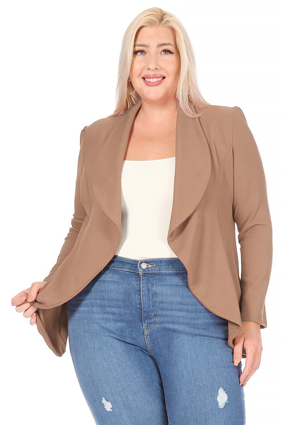 Women's PlusSize Wool Blazer With Elbow Patches