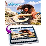Maui Moana Edible Cake Topper Personalized Birthday 1/4 Sheet Decoration Custom Sheet Party Birthday Sugar Frosting Transfer Fondant Image for cake