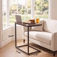 thumbnail image 6 of C Shaped End Sofa Table, Vintage Side Couch Table for Living Room, Bedroom, 27"(H) x 19.7"(W) x 12.6"(D), Brown, 6 of 9