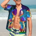 thumbnail image 7 of Sikiie Magic Mushrooms ,Fireflies Print Men's Hawaiian Shirt, Summer Beach Button Pocket Short Sleeve T-Shirt,X-Large, 7 of 7