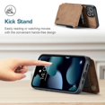 thumbnail image 3 of Dteck Case for Apple iPhone 13 mini 5.4-inch,Retro Magnetic Leather Card Holder Wallet Shockproof Case Hybrid Rubber Zipper Purse Kickstand Protective Cover for iPhone 13 mini,Brown, 3 of 6