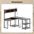 thumbnail image 3 of Costway L-Shaped Computer Desk with Power Outlets, 62" Corner Desk with Storage Hutch, 3 of 10