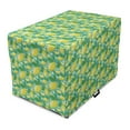 thumbnail image 1 of Floral Dog Crate Cover, Lemons Leaves and Blooming Flowers in Cartoon Style Summer Garden Art, Easy to Use Pet Kennel Cover Small Dogs Puppies Kittens, 7 Sizes, Seafoam Green and Yellow, by Ambesonne, 1 of 6