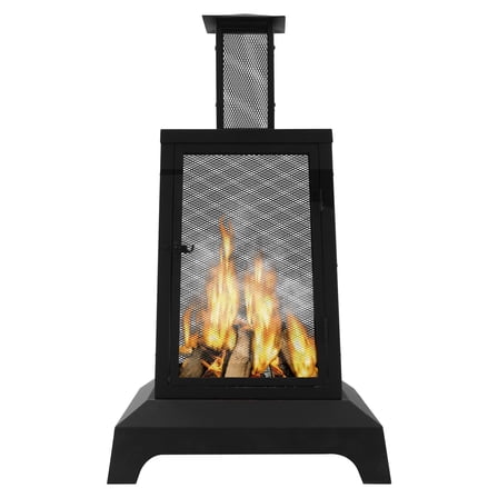 43'' High Outdoor Wood-Burning Fire Pit Chimineas Fire Bowl w/ Mesh Spark Guard