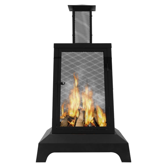43'' High Outdoor Wood-Burning Fire Pit Chimineas Fire Bowl w/ Mesh Spark Guard
