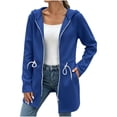 thumbnail image 2 of Jackets for Women Hooded Long Sleeve Thermal Quick-Dry Hoodies Drawstring Waist Regular Fit Functional Side Pockets for Work Casual Weekend Outing | TruBelle,Blue L, 2 of 7