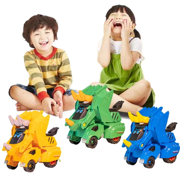 Esaierr Boys Dinosaur Car Toys 3-9Y Kids Deformation Car Toys with Lights and Music Inertia Powered Car Toys Toddlers Deformation Dinosaur Car Toys